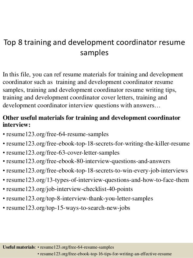training and development resumes