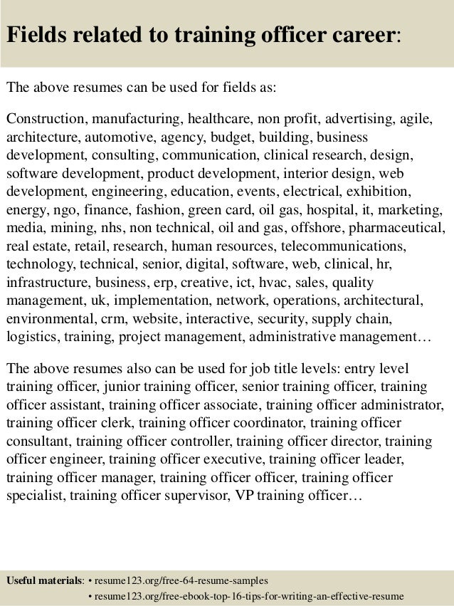 training resume samples