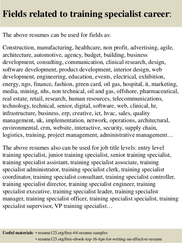top 8 training specialist