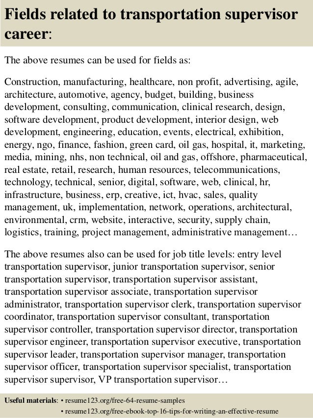 transportation manager resume