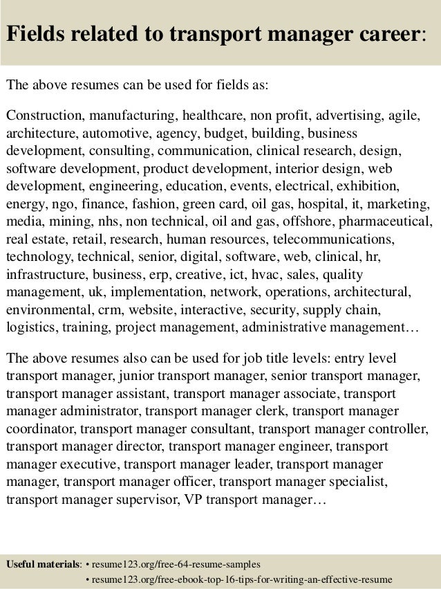 top 8 transport manager