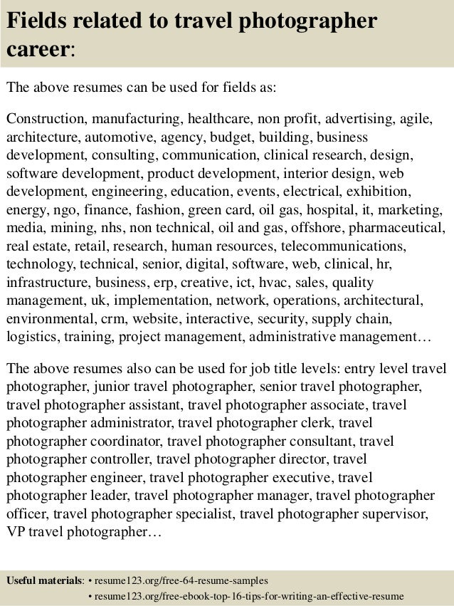 sample resume for photographer
