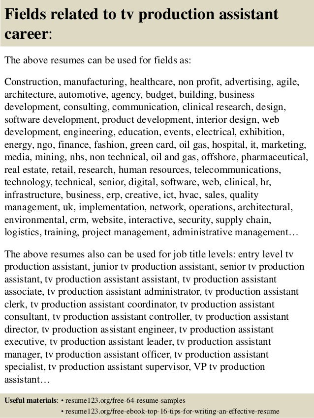 top 8 tv production assistant resume samples tv production assistant resumes