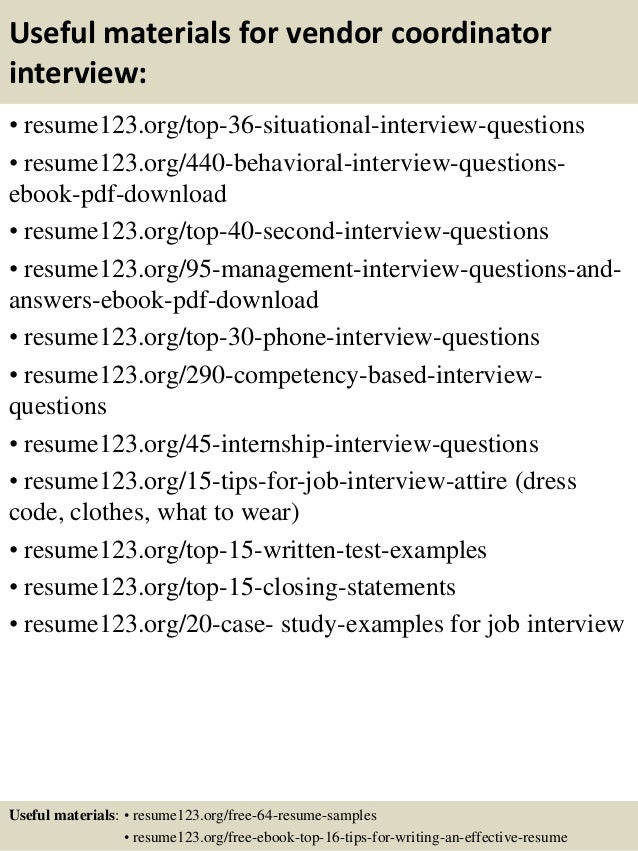 Sample resume for a vendor coordinator