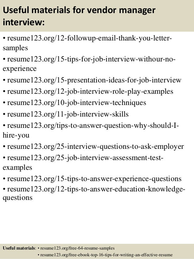 top 8 vendor manager resume samples
