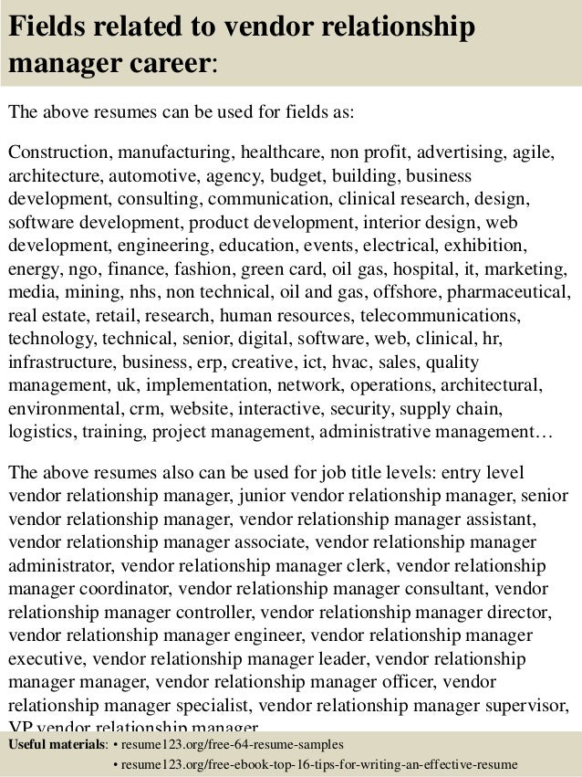 vendor management resume