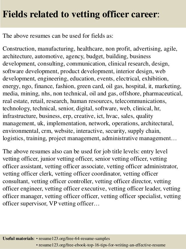 top 8 vetting officer resume samples office management resumes