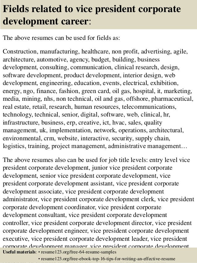 top 8 vice president corporate development resume samples corporate development resumes