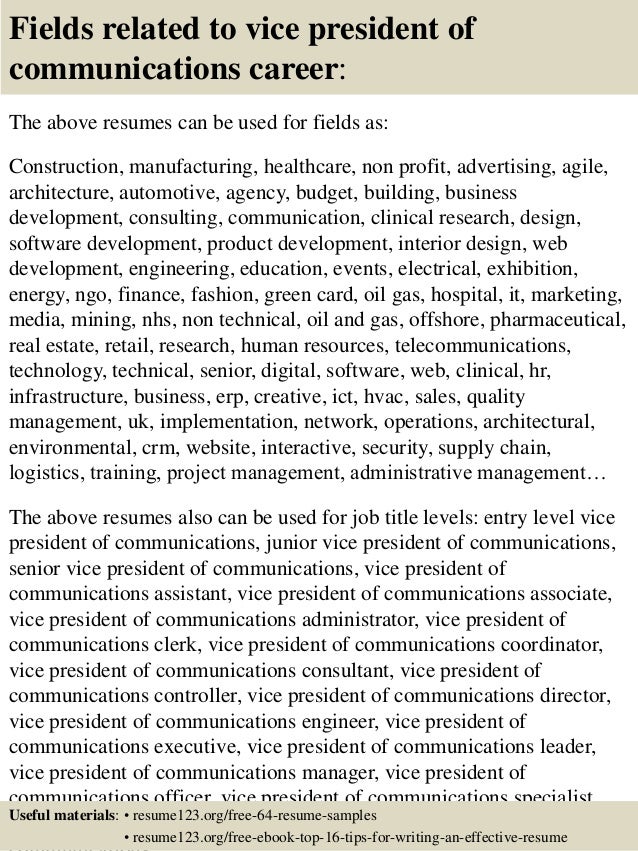 top 8 vice president of communications resume samples president resumes
