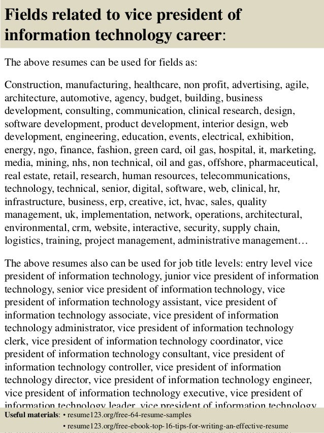 Vp technology resume examples