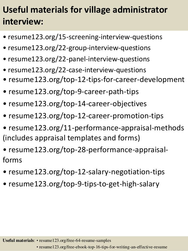 Top 8 village administrator resume samples