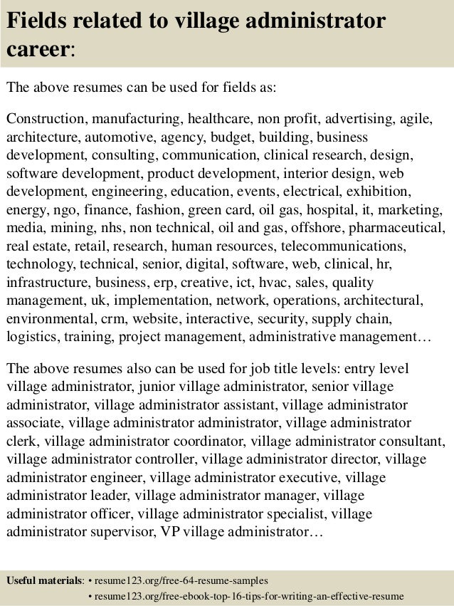 Top 8 village administrator resume samples