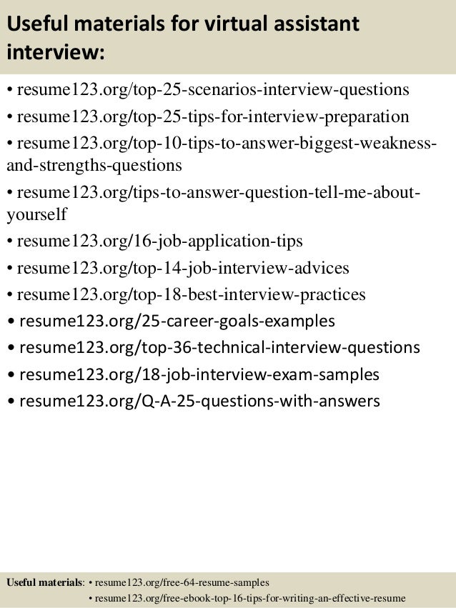 Sample resume for virtual assistant