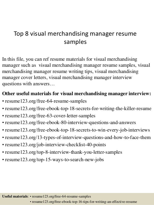 Resume visual merchandising manager