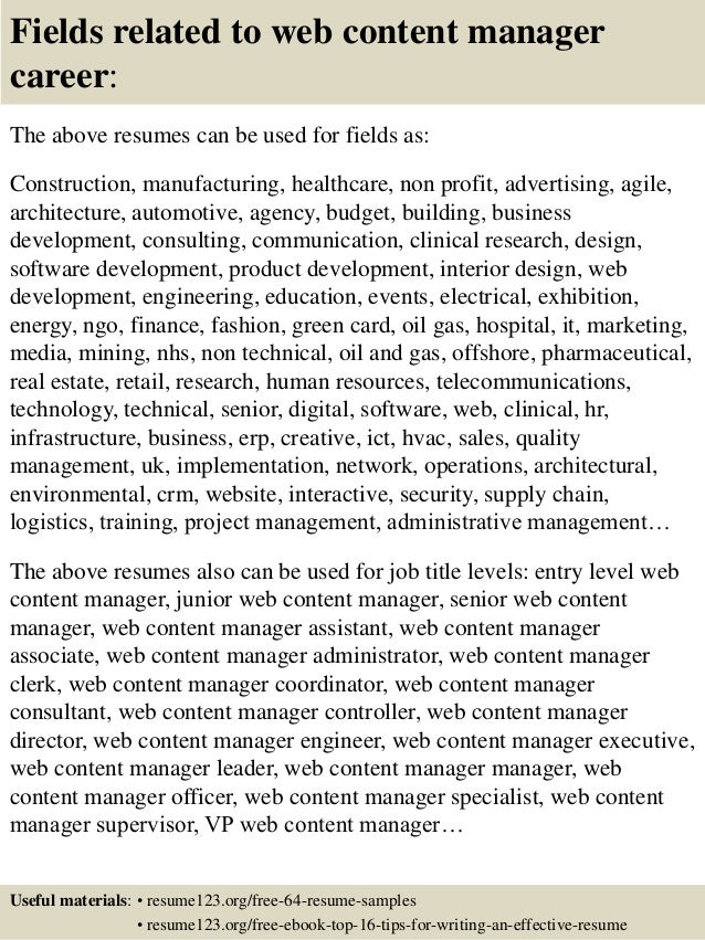 top 8 web content manager resume samples web content manager resumes