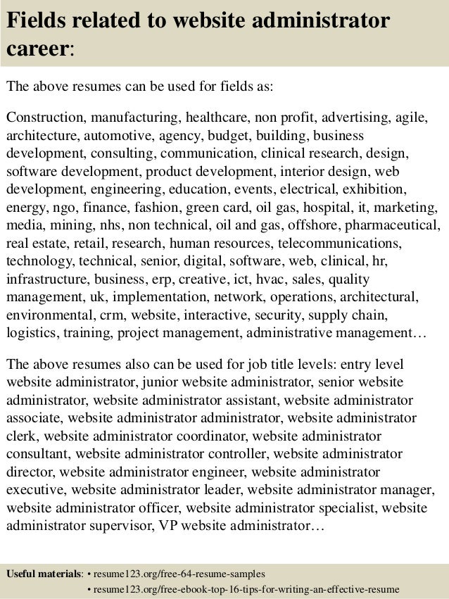 top 8 website administrator resume samples web administrator resumes