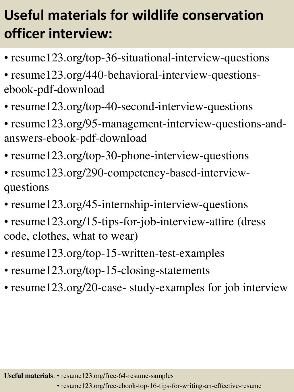 Top 8 wildlife conservation officer resume samples