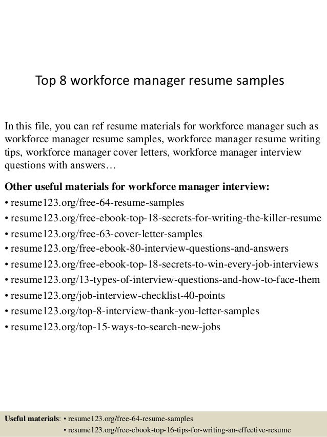 top 8 workforce manager resume samples sample management manager resume