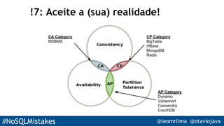 #NoSQLMistakes @leomrlima @otaviojava
!7: Aceite a (sua) realidade!
 