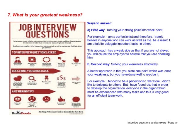 examples of weaknesses job interview