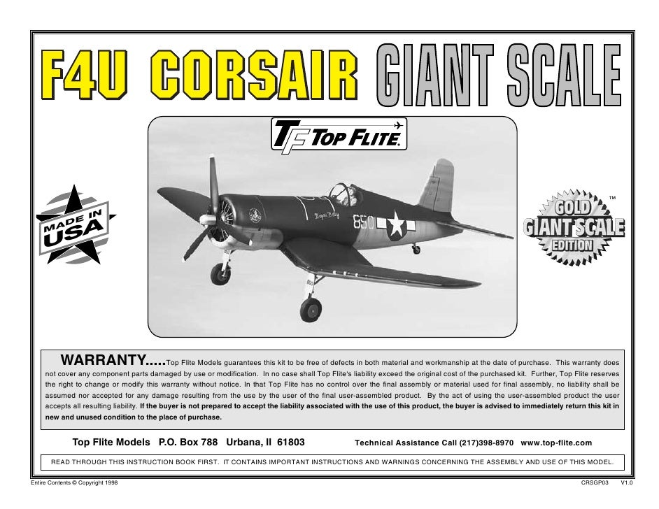 top flite f4u corsair gold edition kit