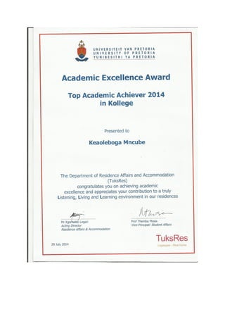 Top achiever certificate