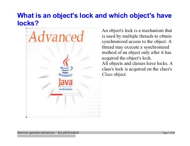 Advanced Java Interview Questions And Answers For Freshers PDF Free Download java interview questions pdf free download