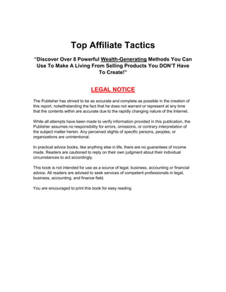 Top affiliate tactics