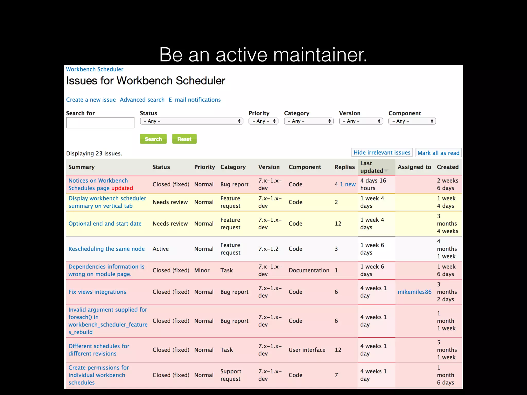 Be an active maintainer. 
 
