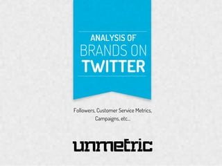 ANALYSIS OF
BRANDS ON
TWITTER
Followers, Customer Service Metrics,
Campaigns, etc...
 