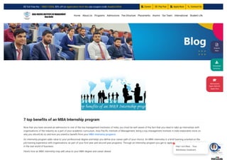 7 top benefits of an MBA Internship program
Now that you have secured an admission to one of the top management Institutes of India, you must be well aware of the fact that you need to take up internships with
organisations of the industry as a part of your academic curriculum. Asia Pacific Institute of Management, being a top management Institute in India elaborates more on
why you should do so and how you stand to benefit from your MBA internship programs.
An internship program adds value to your professional degree and helps you define your career path of your choice. An MBA internship is a brief learning oriented on the
job training experience with organisations as part of your first year and second year programs. Through an internship program you get to apply your classroom knowledge
in the real world of business.
Here’s how an MBA internship may add value to your MBA degree and career ahead- Privacy - Terms
 Toll Free No : 1800113334, 50% off on application form fee use coupon code AsiaDLCIXV6  Career  Pay Fee  Apply Now  Contact Us
Home About Us Programs Admissions Fee Structure Placements Alumni Our Team International Student Life

Enquire
Now

Admissions
Open 2023-25-
Apply Now

Download
brochure
Hey! I am Niaa... Your
Admission Assistant.
 