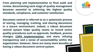 The Top Benefits of Document Control in Achieving Quality Excellence | PPT