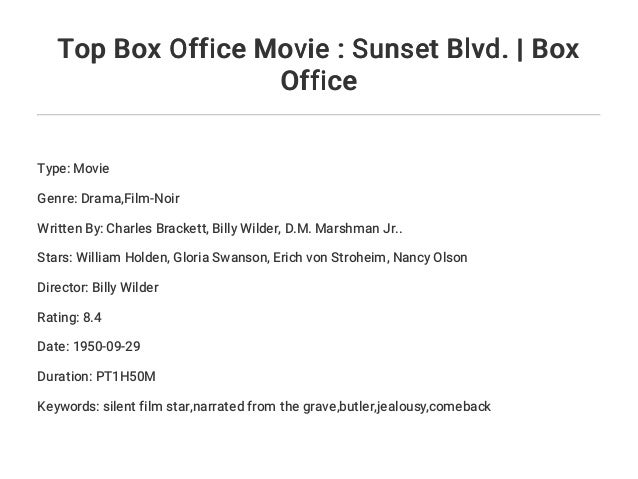 Top Box Office Movie : Sunset Blvd. | Box Office