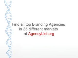 Find all top Branding Agencies
in 35 different markets
at AgencyList.org
 