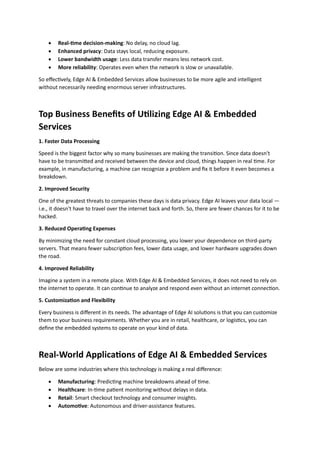 Top Business Advantages of Choosing Edge AI & Embedded Services | PDF