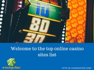 HTTP://E-CASINOSITES.COM/
Welcome to the top online casino
sites list
 