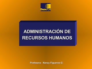 ADMINISTRACIÓN DE RECURSOS HUMANOS Profesora:  Nancy Figueroa G. 