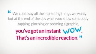 “ We could say all the marketing things we want,
you’vegotaninstant .
That’sanincrediblereaction.”
but at the end of the day when you show somebody
tapping, pinching or zooming a graphic,
wow
 