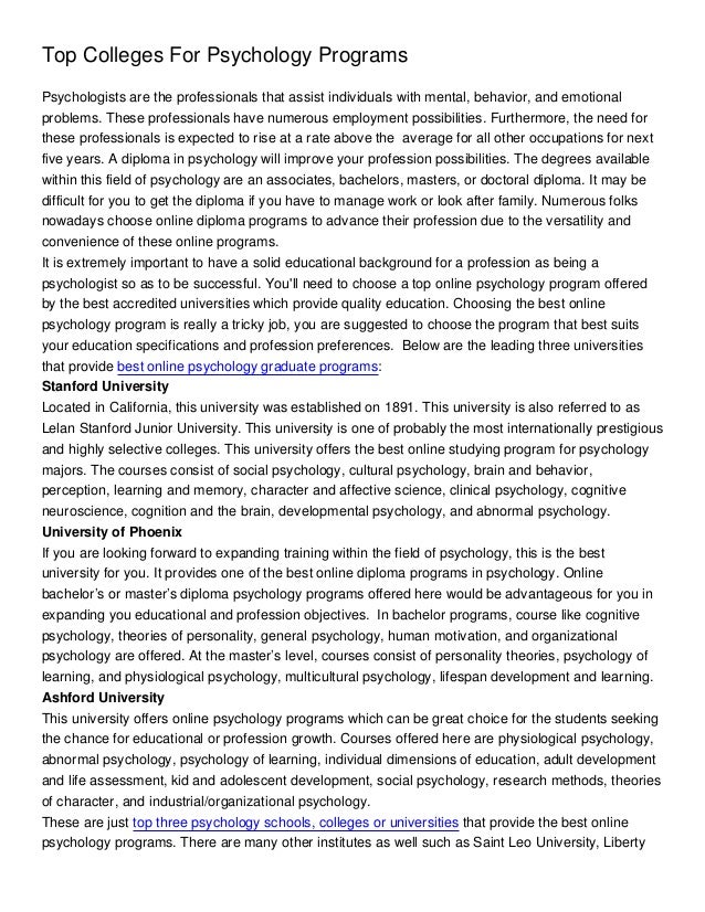 Top Colleges For Psychology Programs