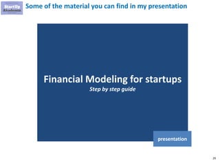29
Some of the material you can find in my presentation
Financial Modeling for startups
Step by step guide
presentation
 