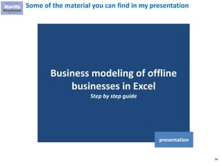 34
Some of the material you can find in my presentation
Business modeling of offline
businesses in Excel
Step by step guide
presentation
 