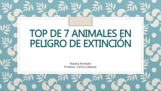 TOP DE 7 ANIMALES EN
PELIGRO DE EXTINCIÓN
Natalia Andrade
Profesor: Carlos Cabezas
 