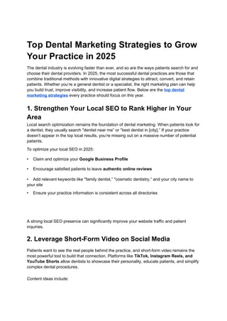 Top Dental Marketing Strategies to Grow Your Practice in 2025 | PPT