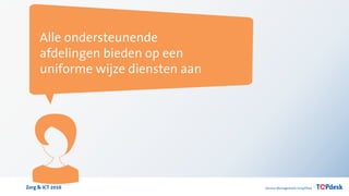Zorg & ICT 2016
Alle ondersteunende
afdelingen bieden op een
uniforme wijze diensten aan
 