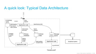 A quick look: Typical Data Architecture
Analytical system
source: Data Intensive Applications - O'reilly
 
