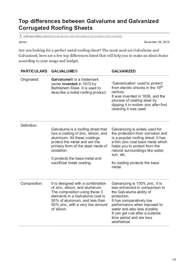 Top differences between Galvalume and Galvanized Corrugated Roofing