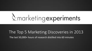 The Top 5 Marketing Discoveries in 2013
The last 50,000+ hours of research distilled into 60 minutes

 