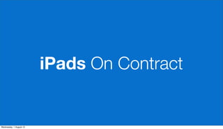 iPads On Contract


Wednesday, 1 August 12
 