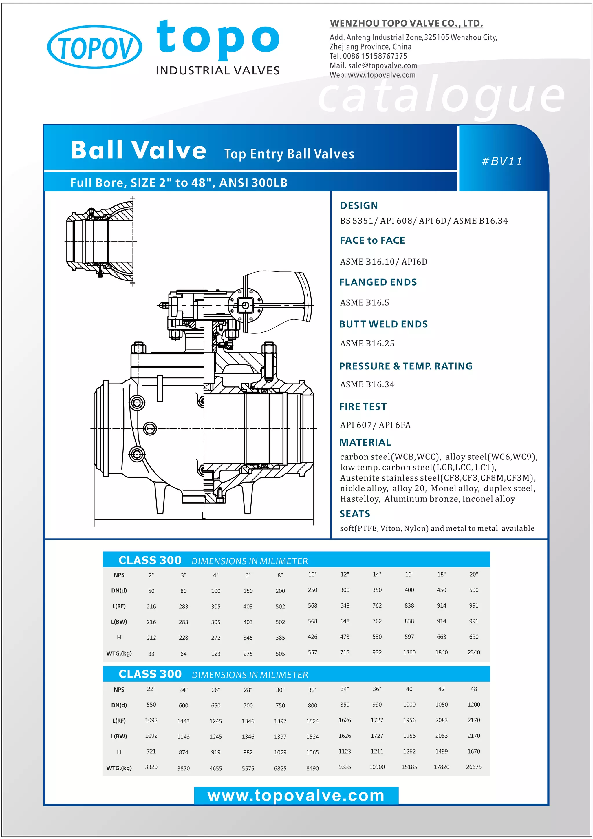 Top entry ball valve 300 lb topo valve catalogue PDF