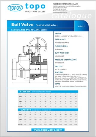 Top entry ball valve 600 lb topo valve catalogue